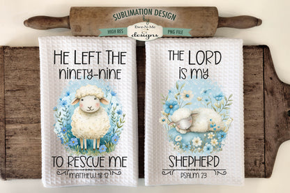 Faith Based Sheep (blue) - Kitchen Towel Sublimation Designs
