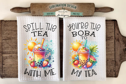 Boba Tea Tropical Summer - Kitchen Towel Sublimation Designs