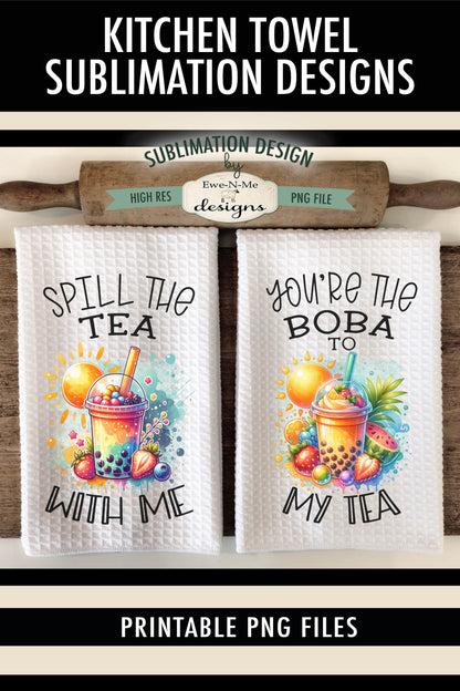 Boba Tea Tropical Summer - Kitchen Towel Sublimation Designs