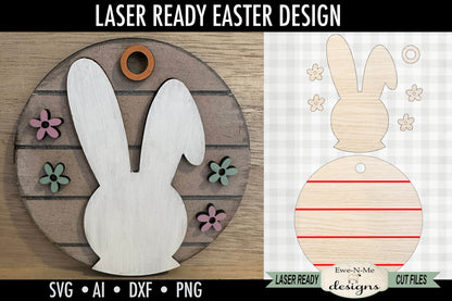 Bunny Head with Ears – Round Easter & Spring Laser Cut SVG File
