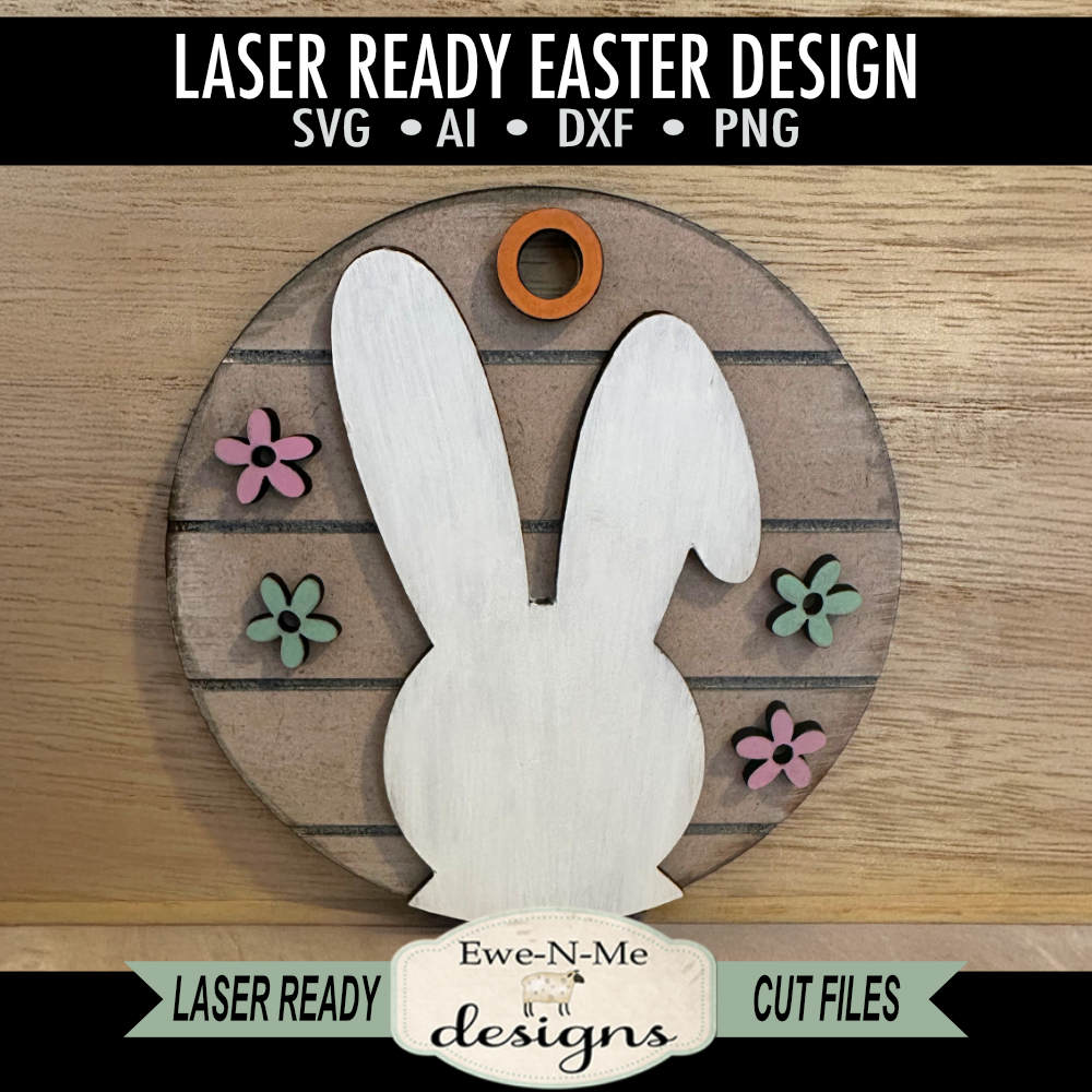 Bunny Head with Ears – Round Easter & Spring Laser Cut SVG File