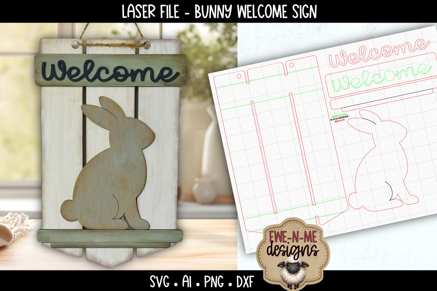 Bunny Welcome Sign | Laser Cut SVG File