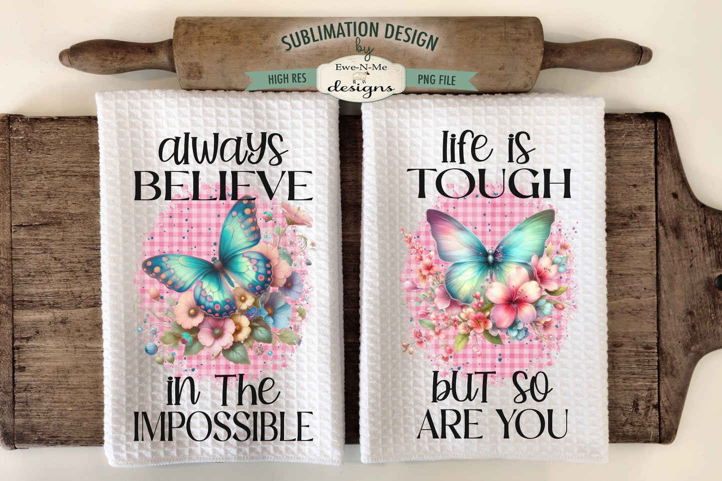 Butterfly Floral - Kitchen Towel Sublimation Designs