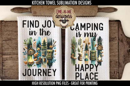 Camping Brushstrokes Fathers Day - Kitchen Towel Sublimation Designs