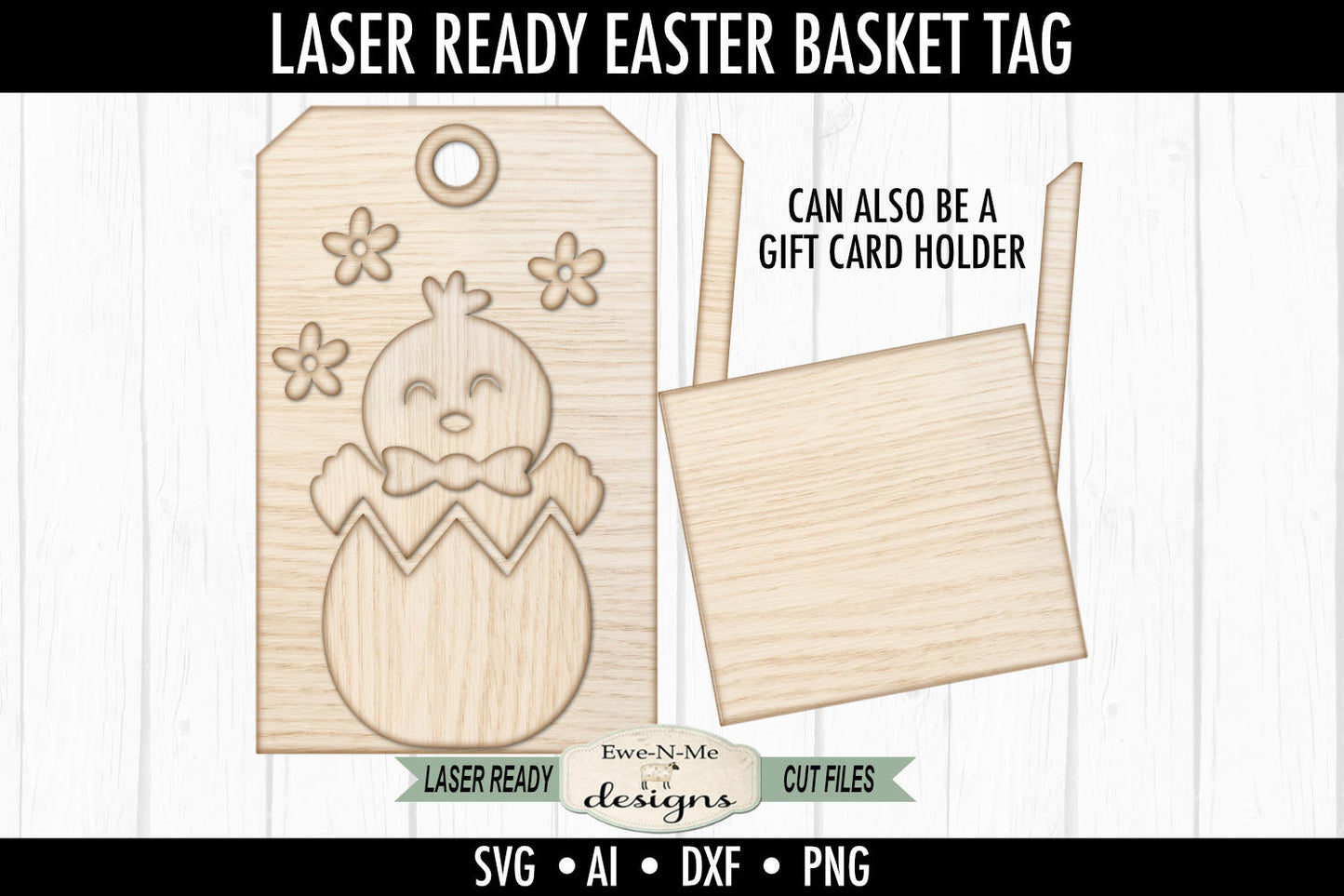 Easter Chick Tag and Gift Card Holder - Spring Laser Cut SVG File