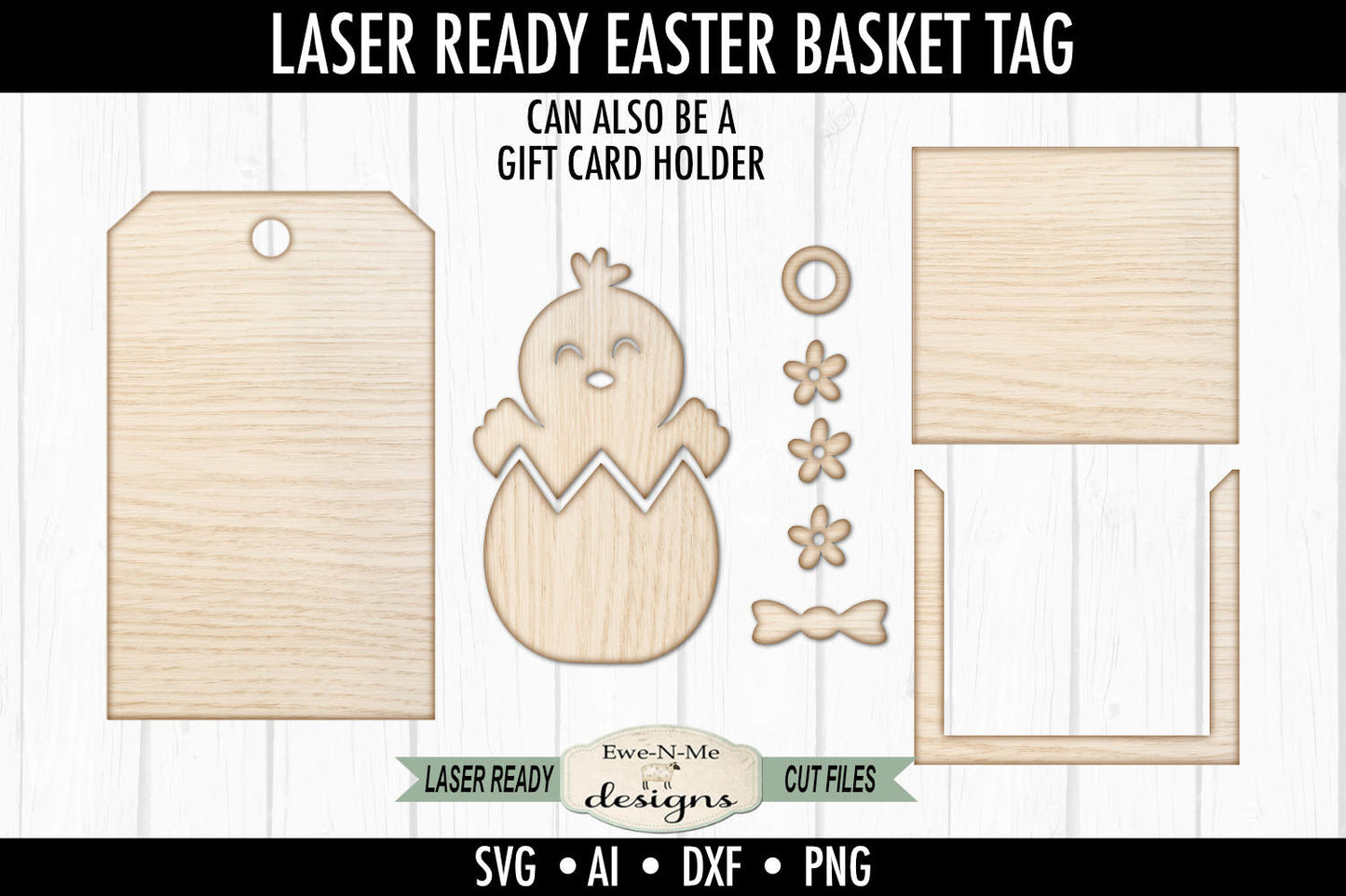 Easter Chick Tag and Gift Card Holder - Spring Laser Cut SVG File
