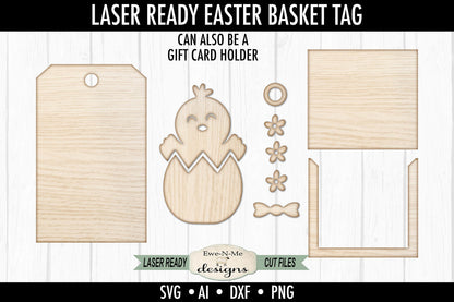 Easter Chick Tag and Gift Card Holder - Spring Laser Cut SVG File