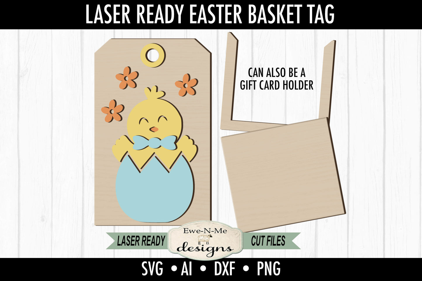 Easter Chick Tag and Gift Card Holder - Spring Laser Cut SVG File