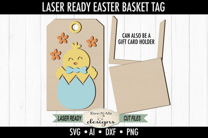 Easter Chick Tag and Gift Card Holder - Spring Laser Cut SVG File