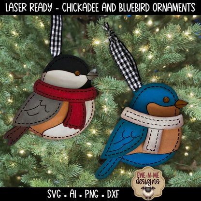 Bluebird and Chickadee Ornament Duo | Laser Cut SVG File