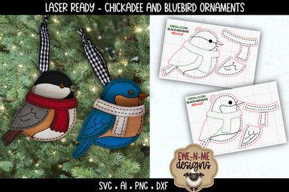 Bluebird and Chickadee Ornament Duo | Laser Cut SVG File
