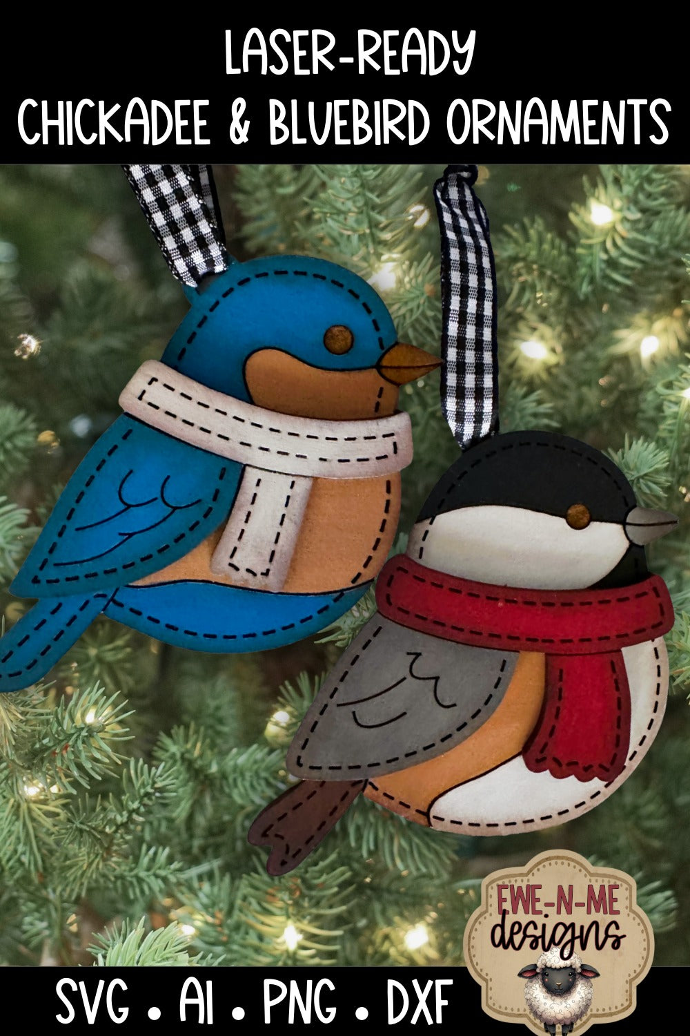 Bluebird and Chickadee Ornament Duo | Laser Cut SVG File