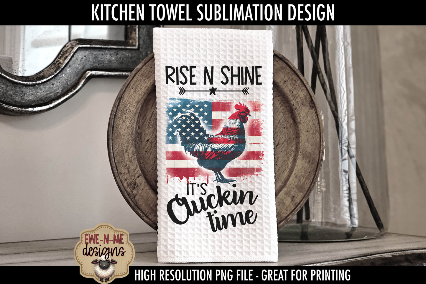 Patriotic Farm Animals - Bundle of 5 - Kitchen Towel Sublimation Designs