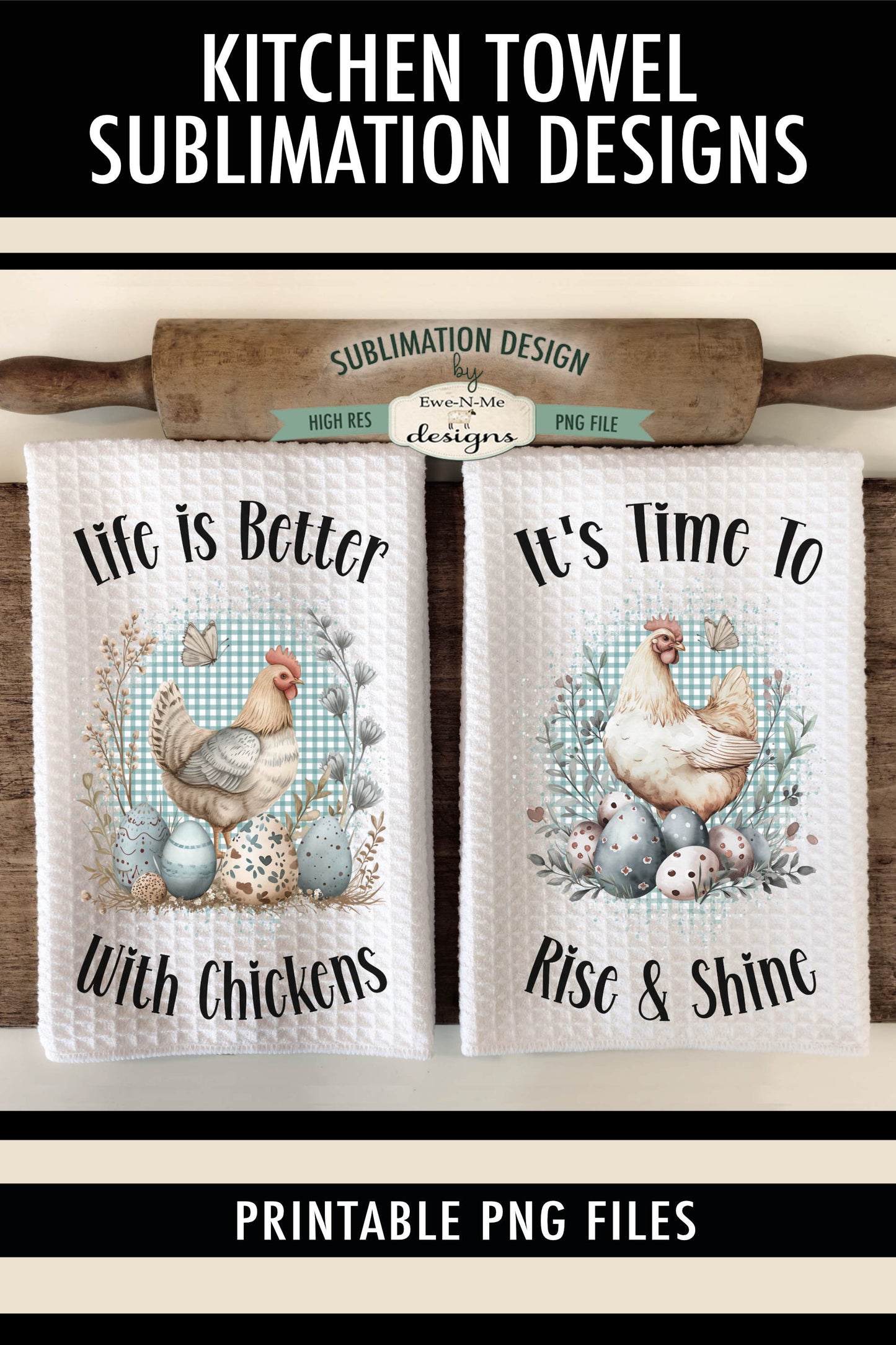 Spring Chicken - Kitchen Towel Sublimation Designs