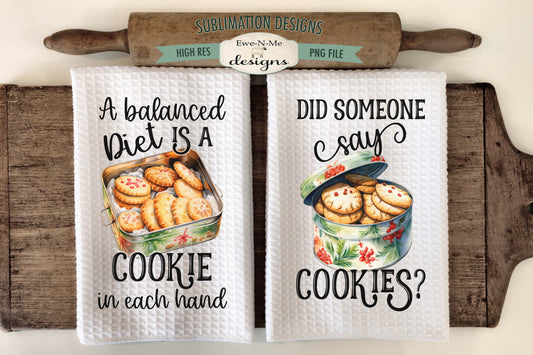 Christmas Cookies in Tins - Kitchen Towel Sublimation Designs