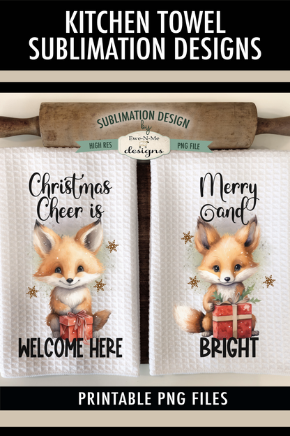Christmas Fox - Kitchen Towel Sublimation Designs