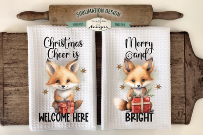 Christmas Fox - Kitchen Towel Sublimation Designs