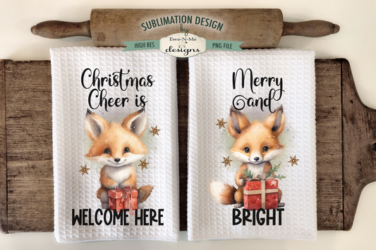Christmas Fox - Kitchen Towel Sublimation Designs