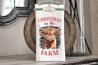 Christmas Highland Cow - Kitchen Towel Sublimation Designs