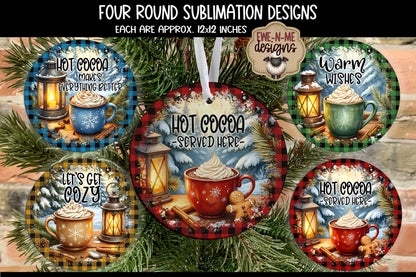 Hot Cocoa Round Designs | Four Sublimation PNG Designs