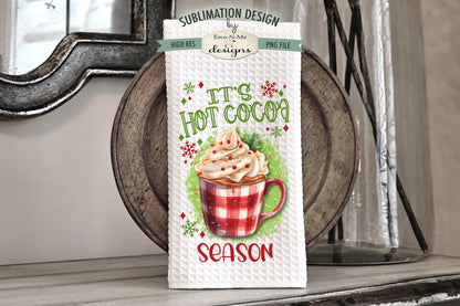 Red Plaid Hot Cocoa Mugs - Kitchen Towel Sublimation Designs