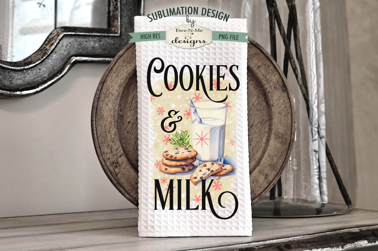 Milk and Cookies - Kitchen Towel Sublimation Designs