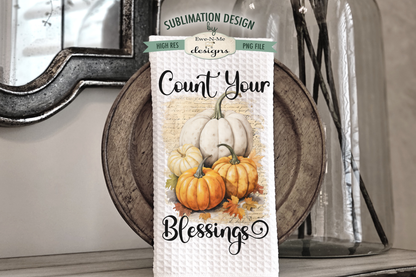 Fall Blessings Pumpkin Towel - Kitchen Towel Sublimation Designs