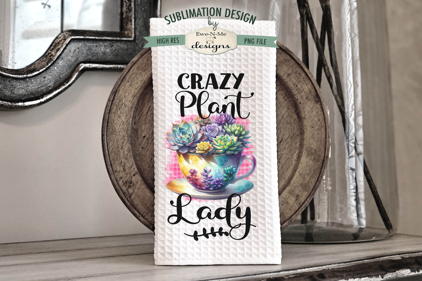 Colorful Succulents - Kitchen Towel Sublimation Designs