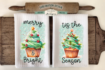 Christmas Tree Cupcakes - Kitchen Towel Sublimation Designs