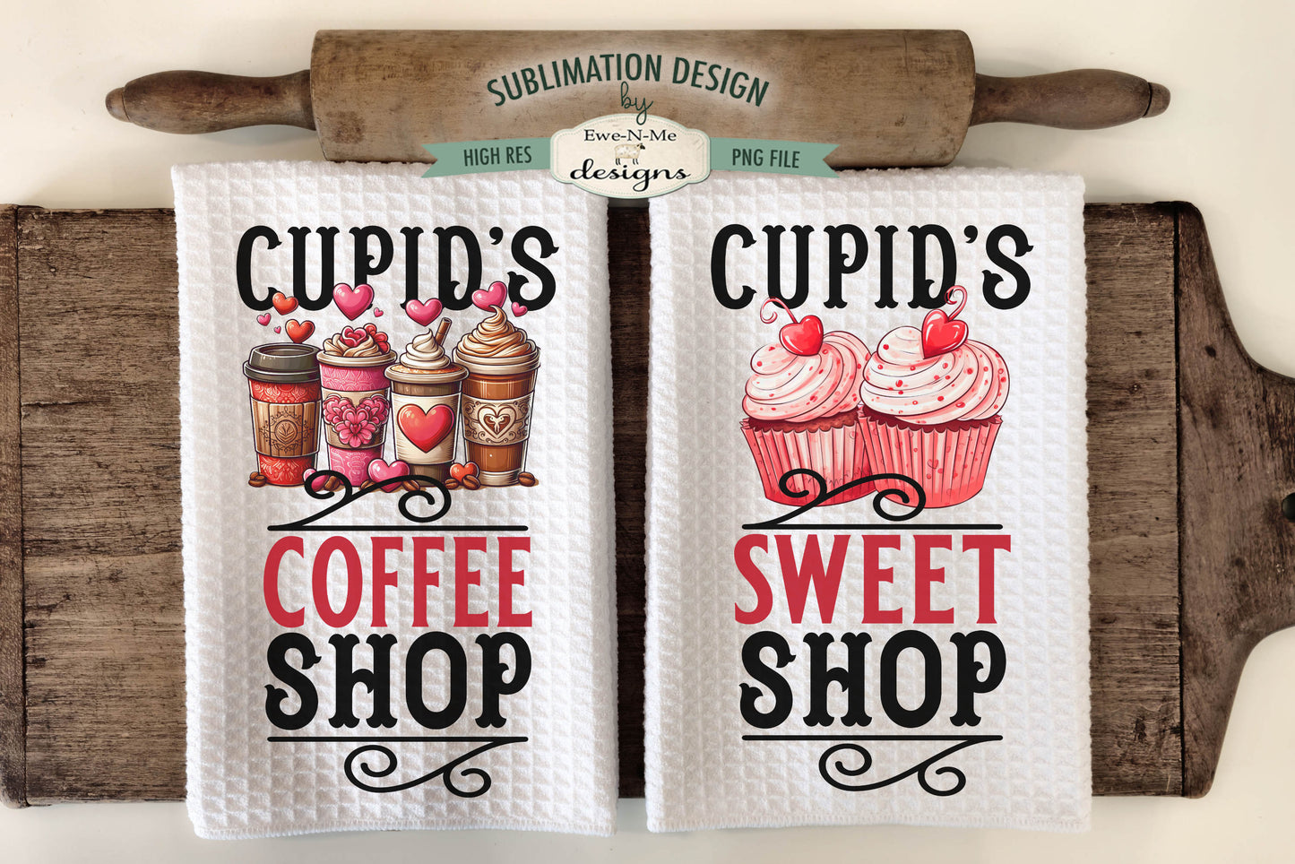 Cupids Coffee Shop Cupids Sweet Shop - Kitchen Towel Sublimation Designs