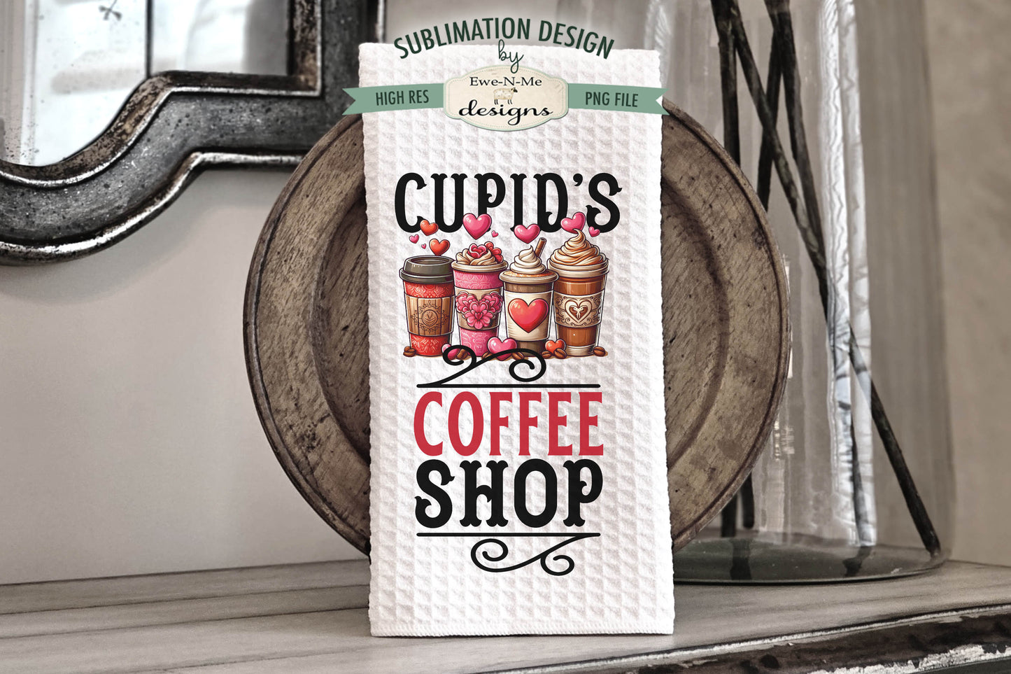 Cupids Coffee Shop Cupids Sweet Shop - Kitchen Towel Sublimation Designs