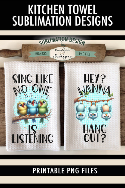 Cute Trio of Birds - Kitchen Towel Sublimation Designs