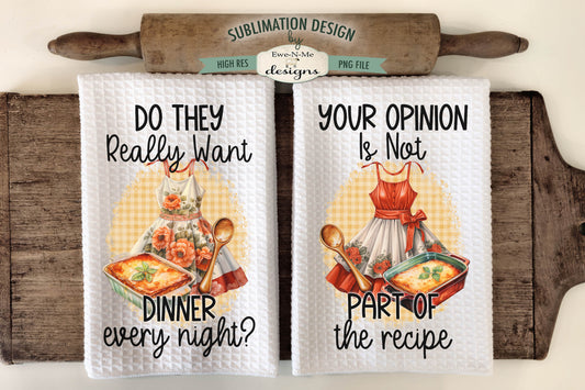 Snarky Vintage Aprons- Kitchen Towel Sublimation Designs