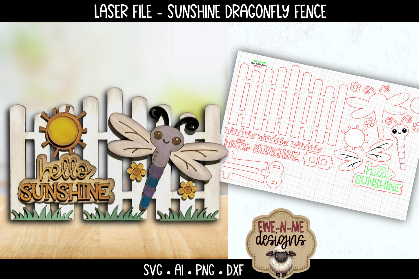 Sunshine Dragonfly Fence | Laser Cut SVG File
