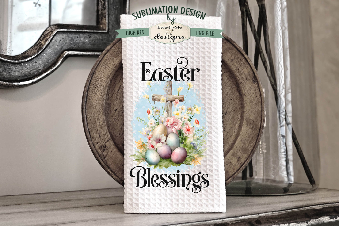 Easter Cross - Kitchen Towel Sublimation Designs