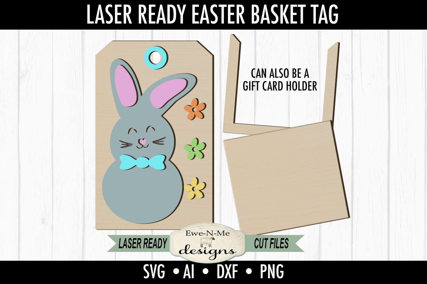 Easter Bunny Tag and Gift Card Holder - Laser Cut SVG File