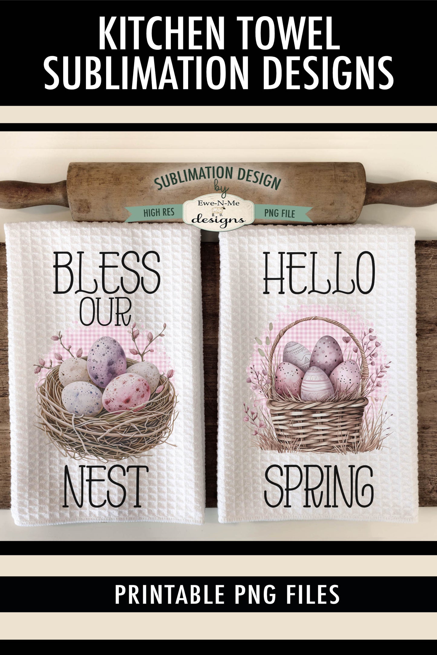 Pastel Easter Eggs - Kitchen Towel Sublimation Designs