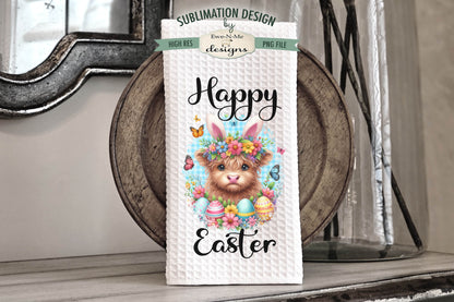 Happy Easter Highland Cows - Kitchen Towel Sublimation Designs