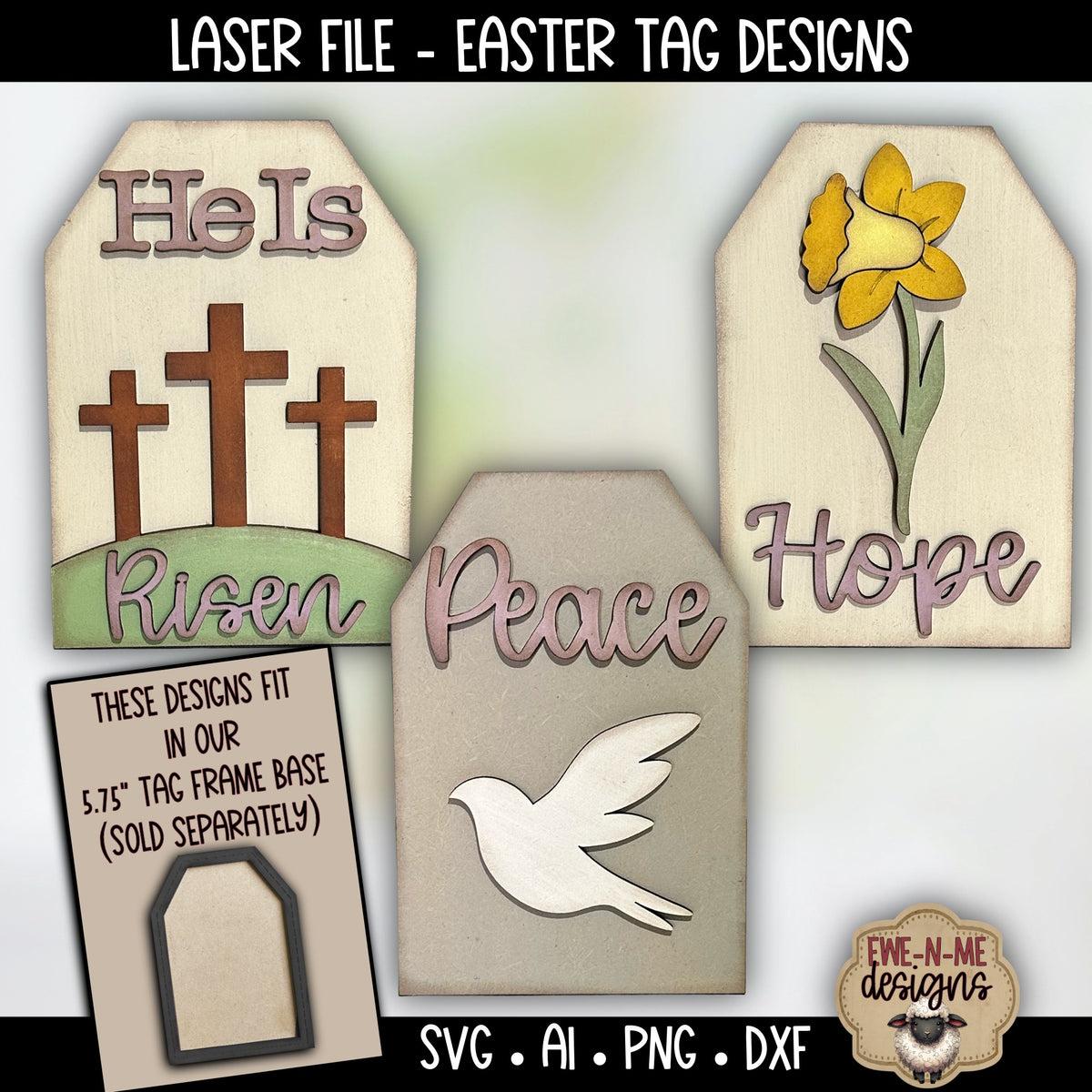 Easter Tag SVG Bundle For Interchangeable Tag Base | Laser Cut SVG Files
