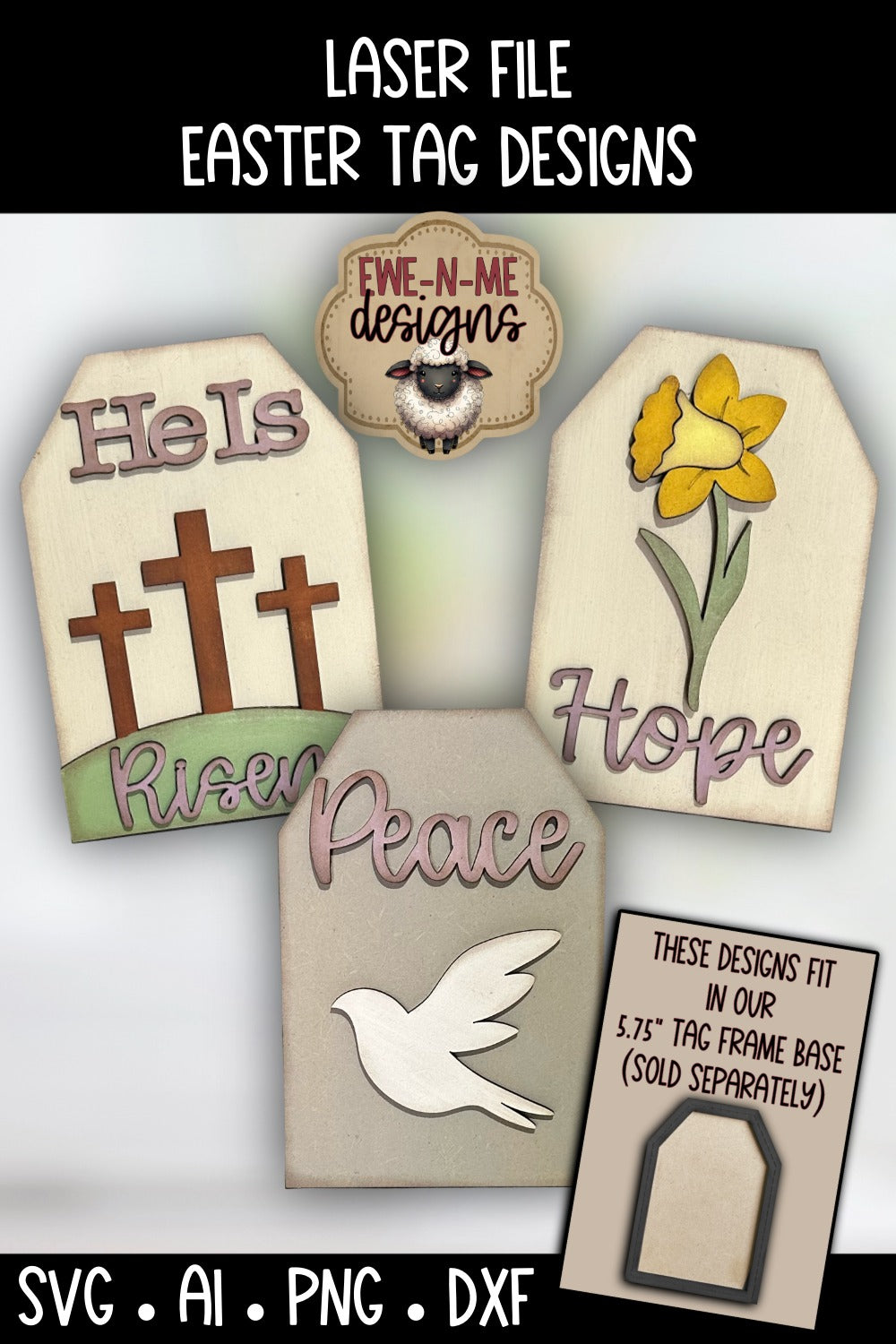 Easter Tag SVG Bundle For Interchangeable Tag Base | Laser Cut SVG Files