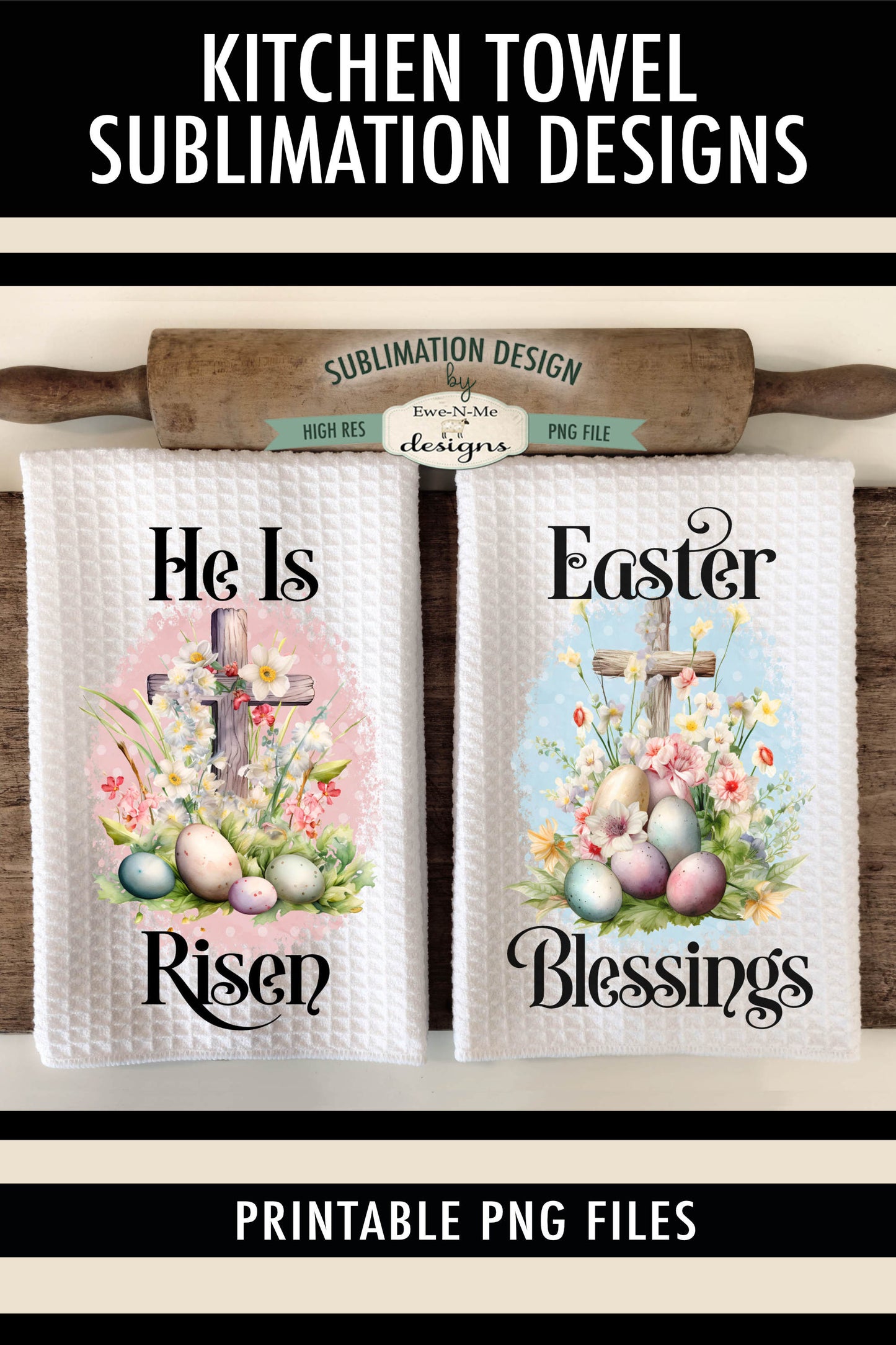 Easter Cross - Kitchen Towel Sublimation Designs