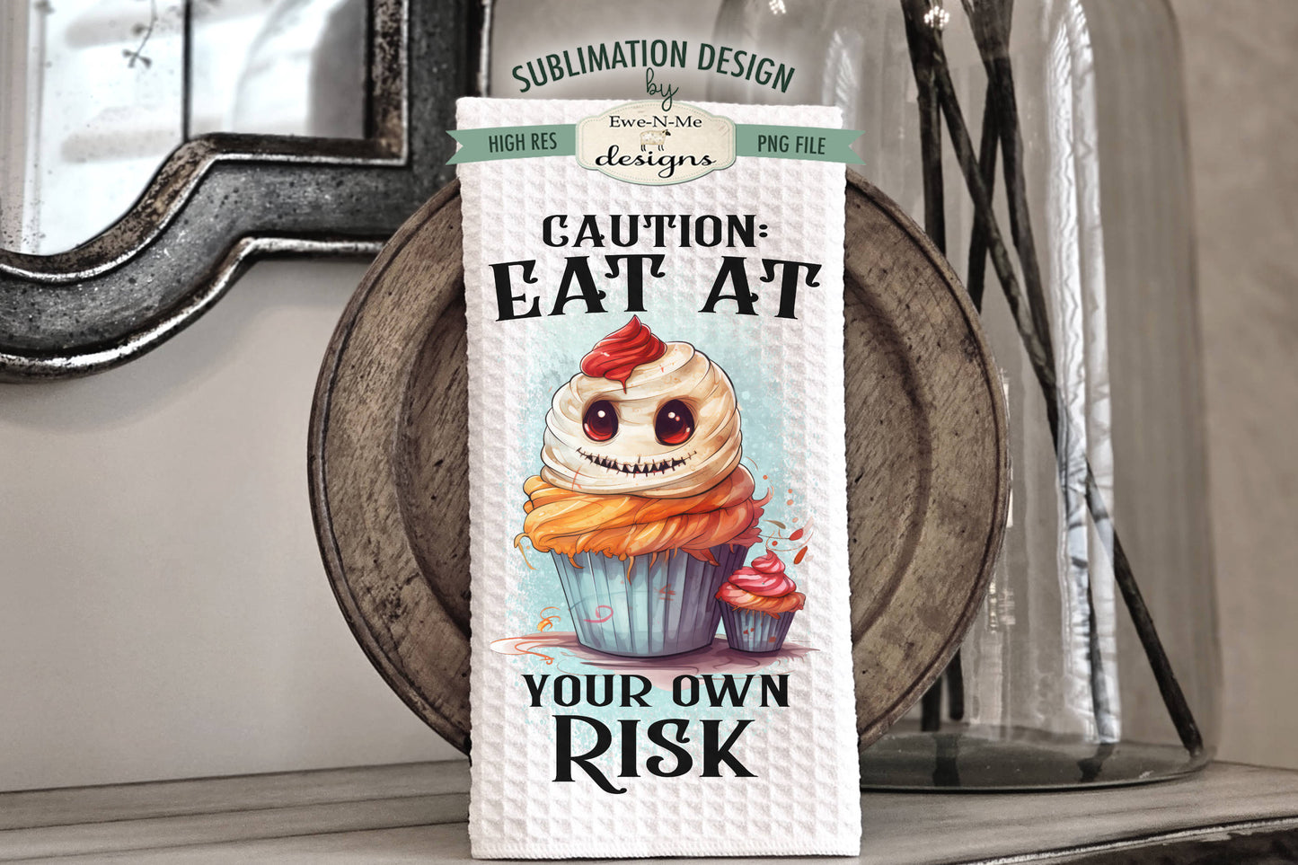 Halloween Mummy Cupcakes - Kitchen Towel Sublimation Designs