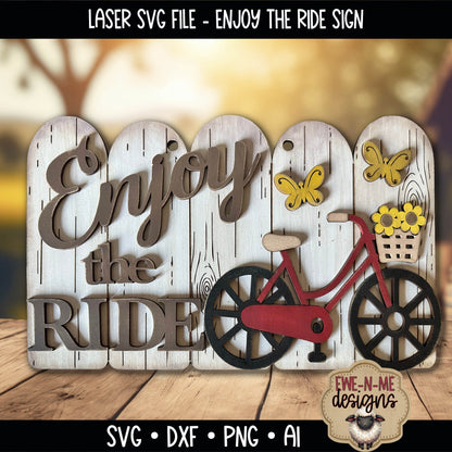 Enjoy the Ride Bicycle Sign | Laser Cut SVG File