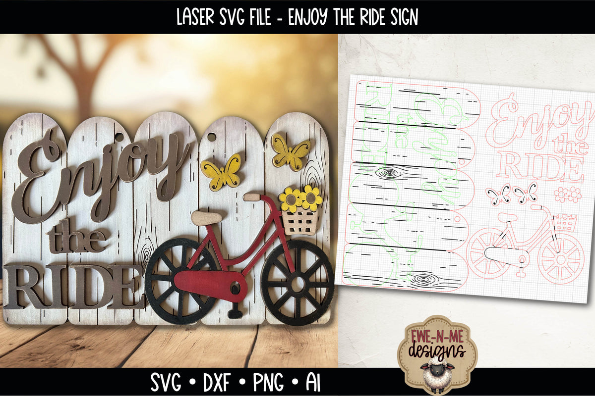 Enjoy the Ride Bicycle Sign | Laser Cut SVG File