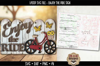 Enjoy the Ride Bicycle Sign | Laser Cut SVG File