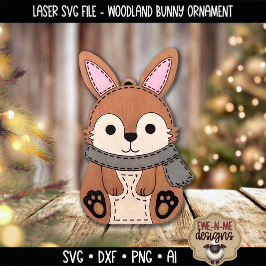 Woodland Bunny Ornament | Laser Cut SVG File
