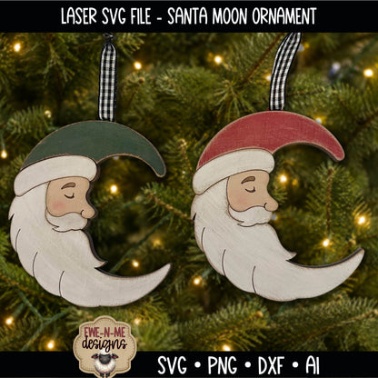 Crescent Moon Santa Ornament | Laser Cut SVG Files