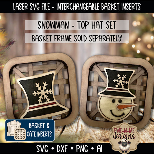 Interchangeable Tobacco Basket Inserts - Snowman and Top Hat | Laser Cut SVG File
