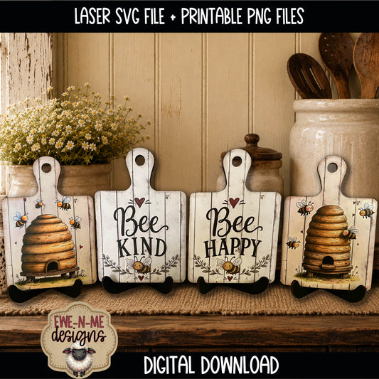 Bee Cutting Board Bundle | Laser Cut SVG File + Printable PNG Files