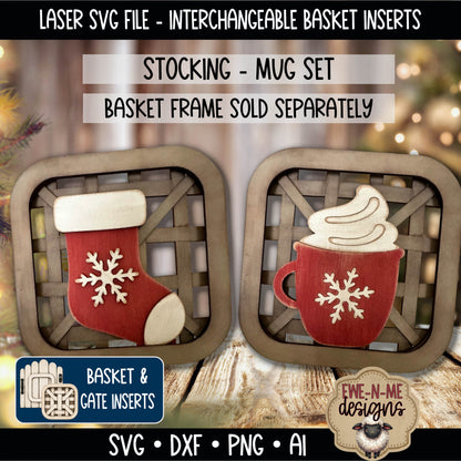 Interchangeable Tobacco Basket Inserts - Stocking Cocoa Mug | Laser Cut SVG File